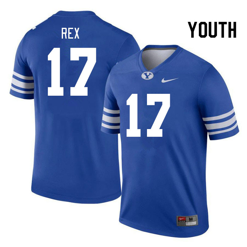 Youth #17 Preston Rex BYU Cougars College Football Jerseys Stitched-Royal